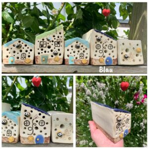 Bienenstein Bienenhaus Blau für Wildbienenarten