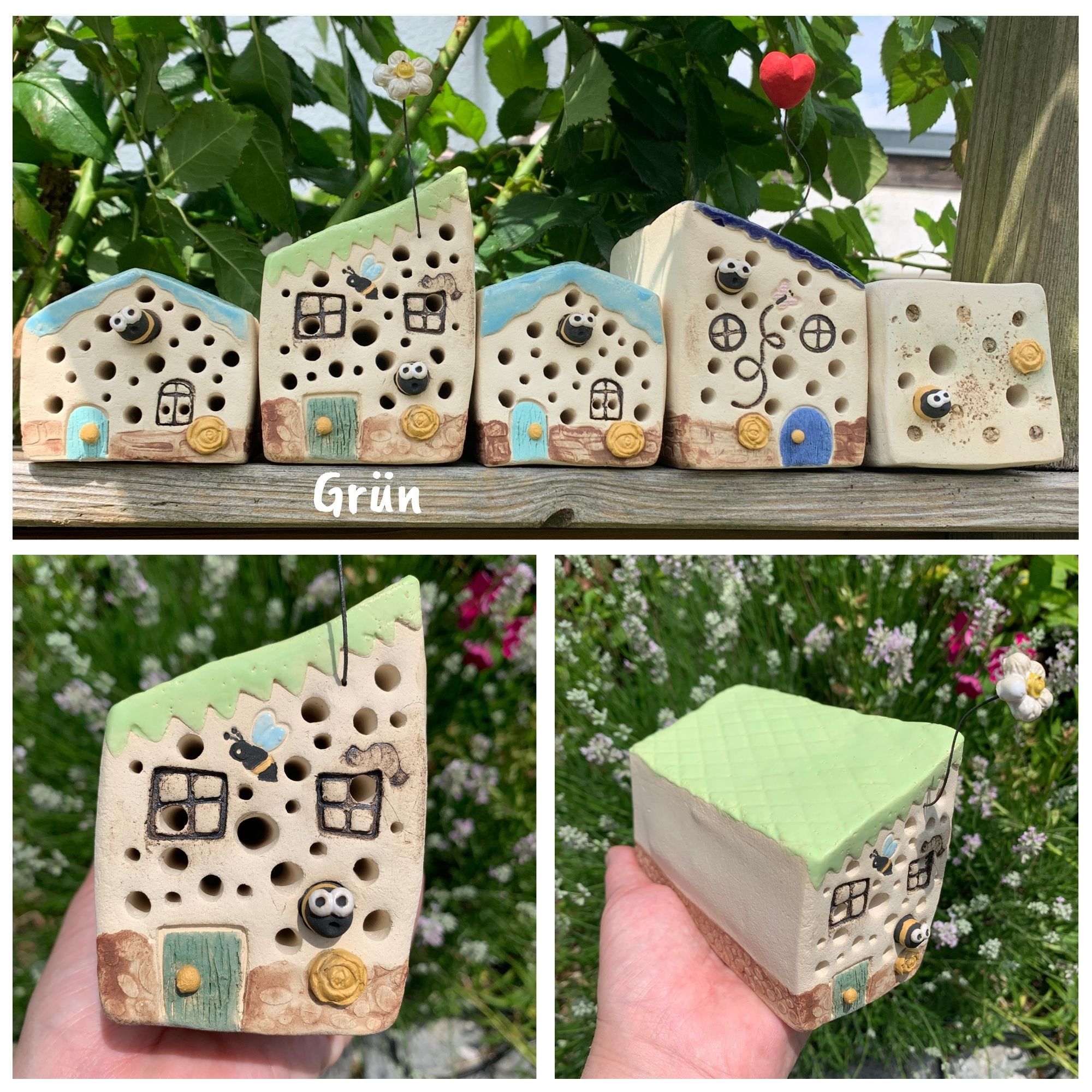 Bienenstein Bienenhaus Grün für Wildbienenarten