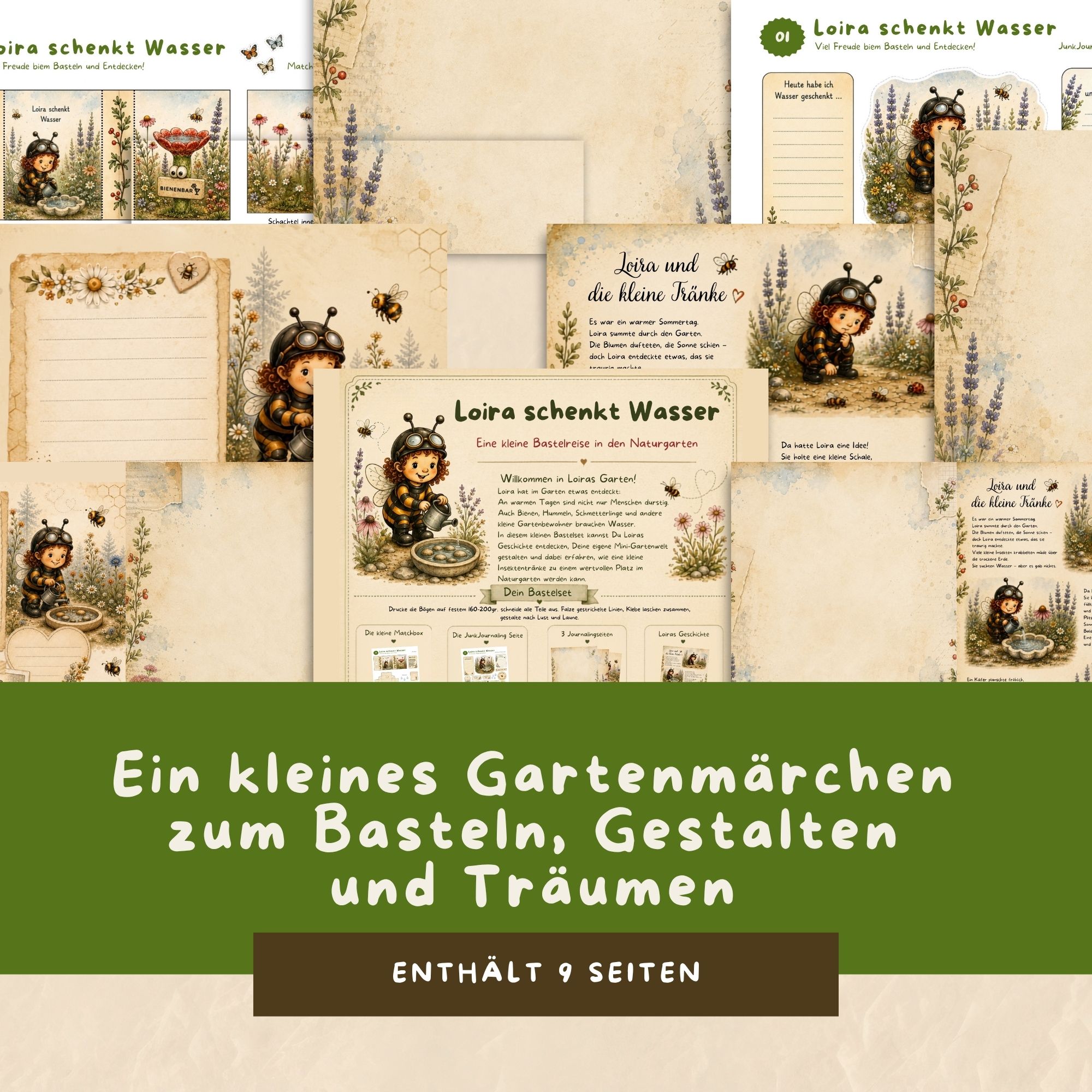 Rennbiene Loira schenkt Wasser – Digitales Bastelset zum Thema Insektentränke – Bild 8