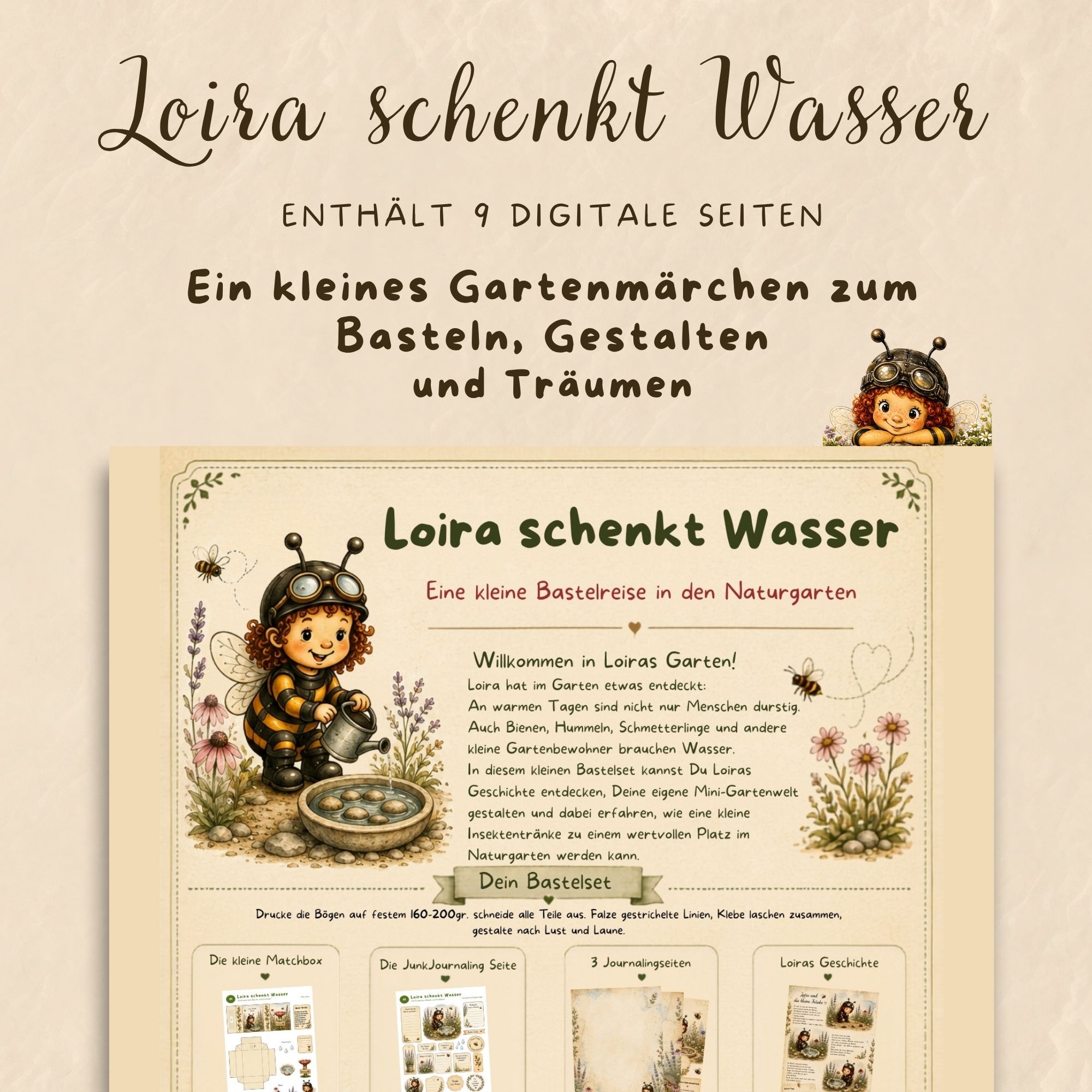 digitales Bastelset Matchbox Loira schenkt Wasser