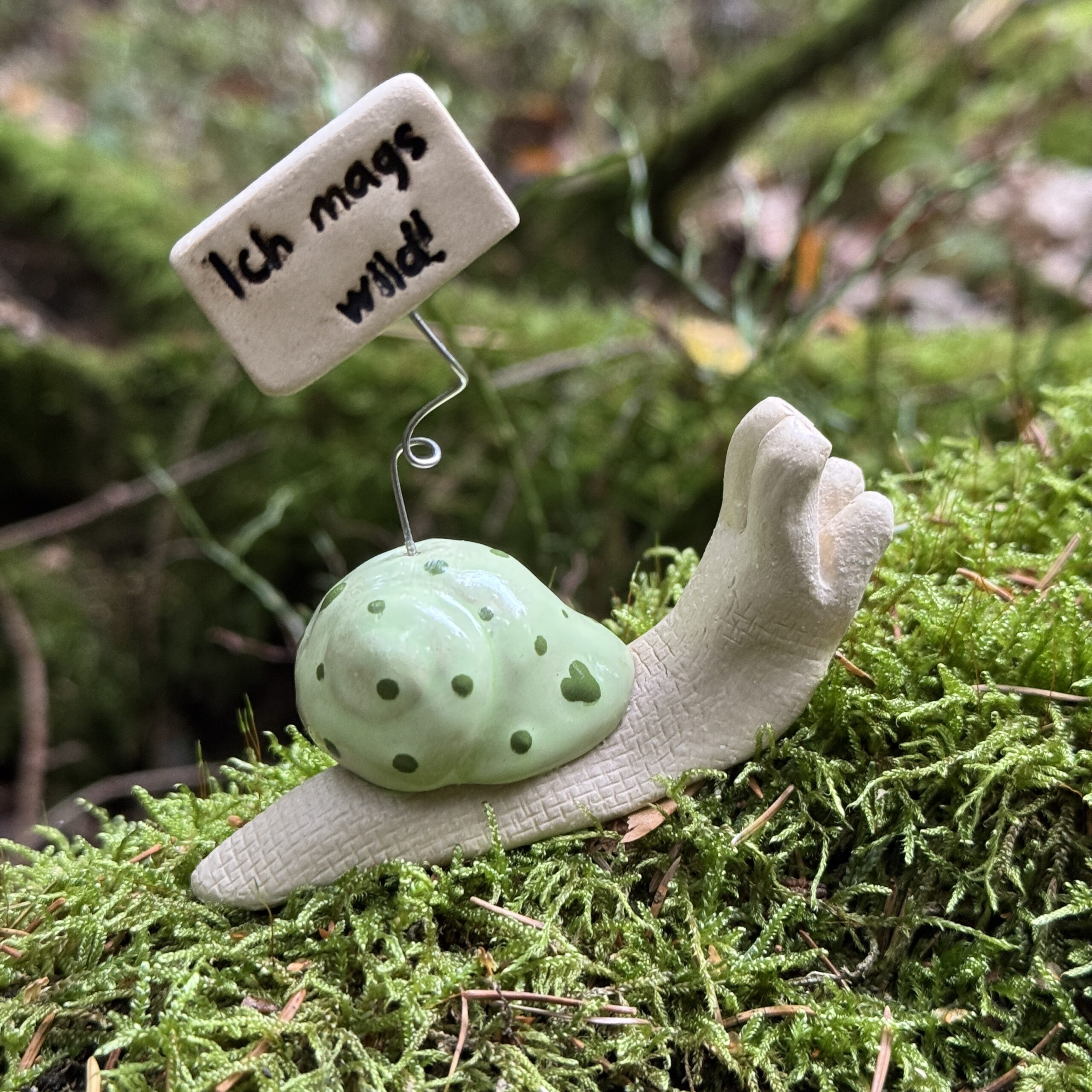 Freche Gartenschnecken mit Sprüchen aus Keramik – Bild 2